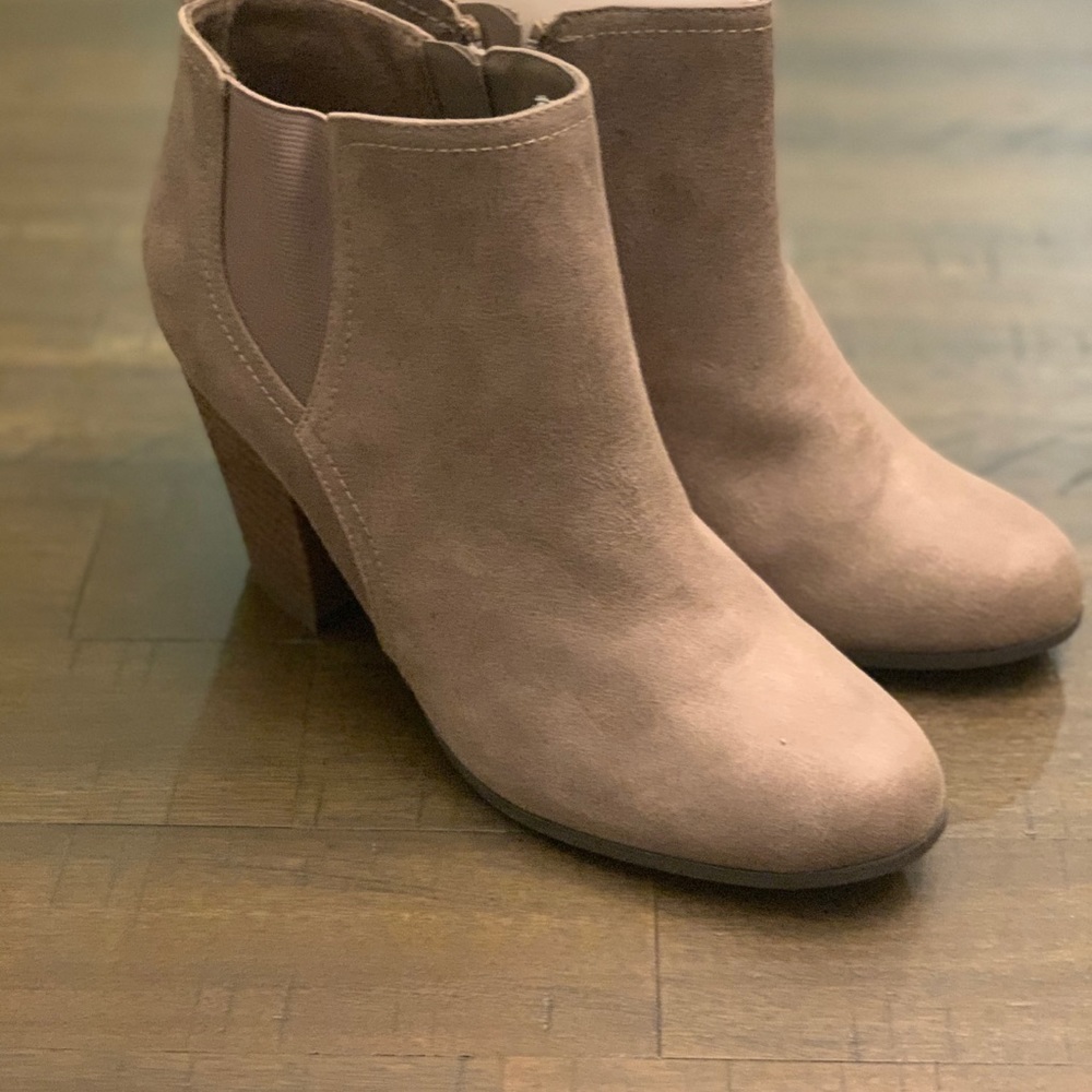 Sand colored booties by Fergie